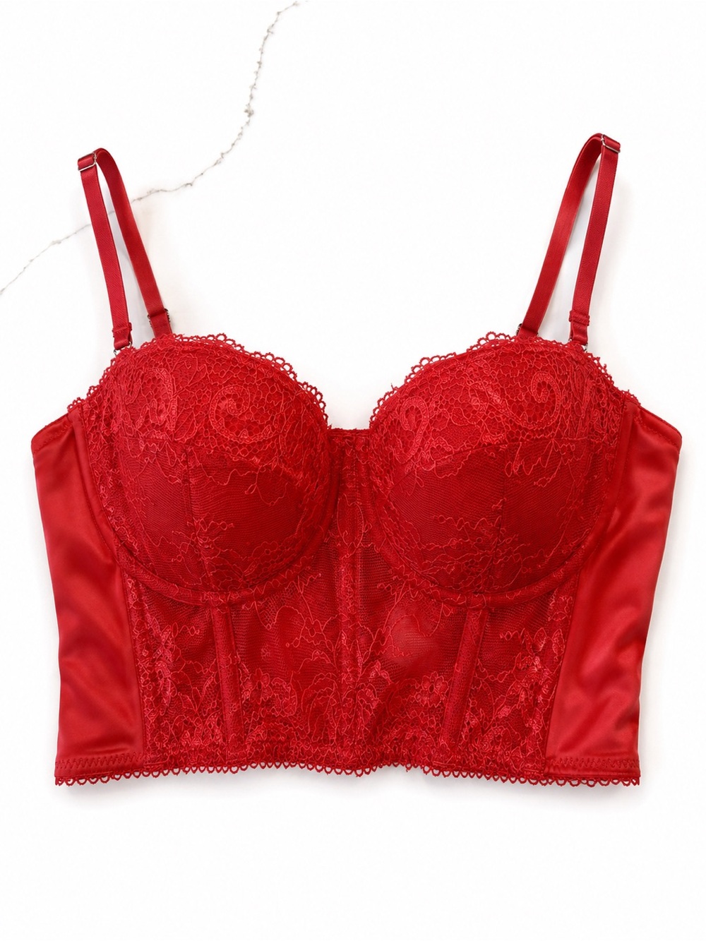 Adika Red Lace Bustier Corset Lingerie Top Size Small
